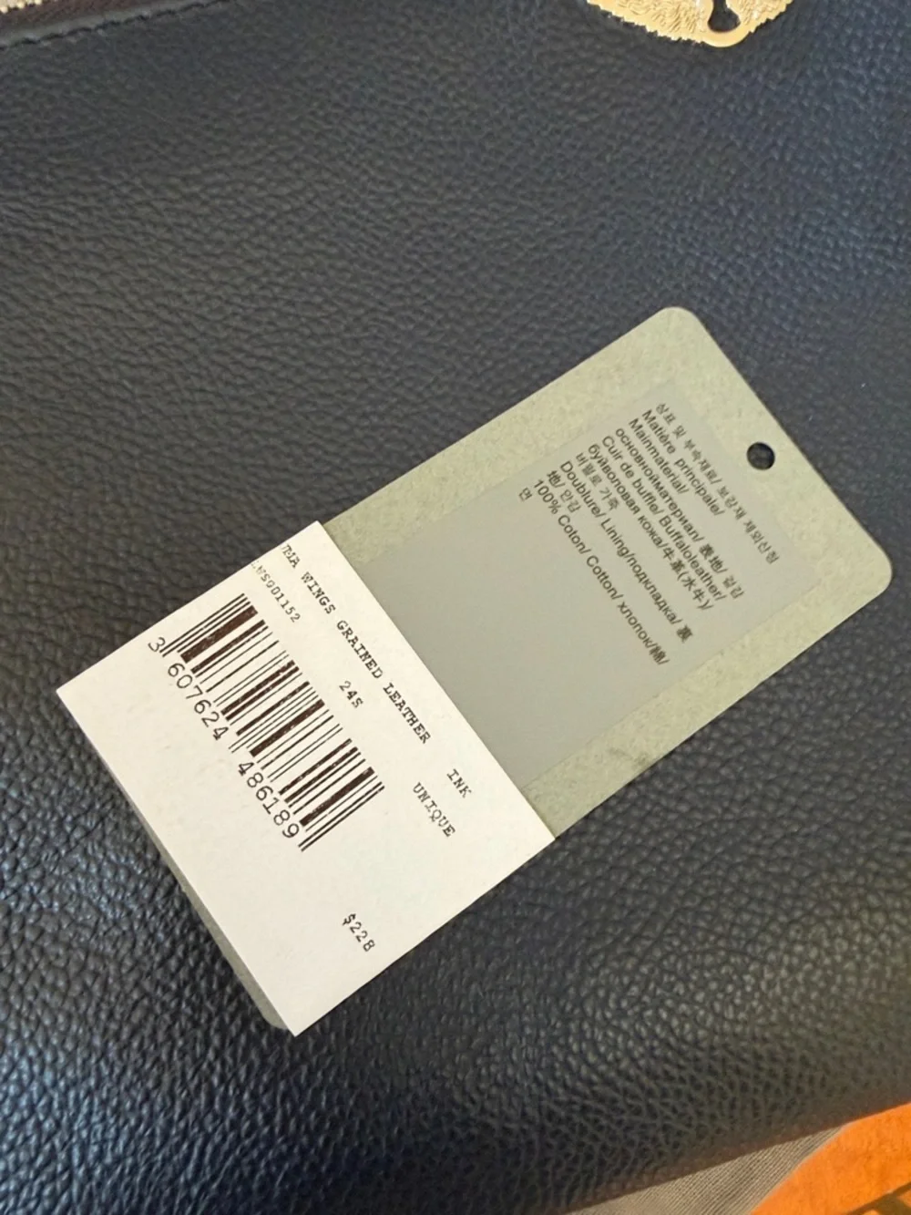 Zadig & Voltaire Navy Pebbled Leather Wristlet with Silver  Wing Logo - Picture 4 of 11